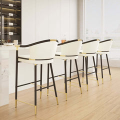 Modern Orange Velvet Bar Stool With Arms
