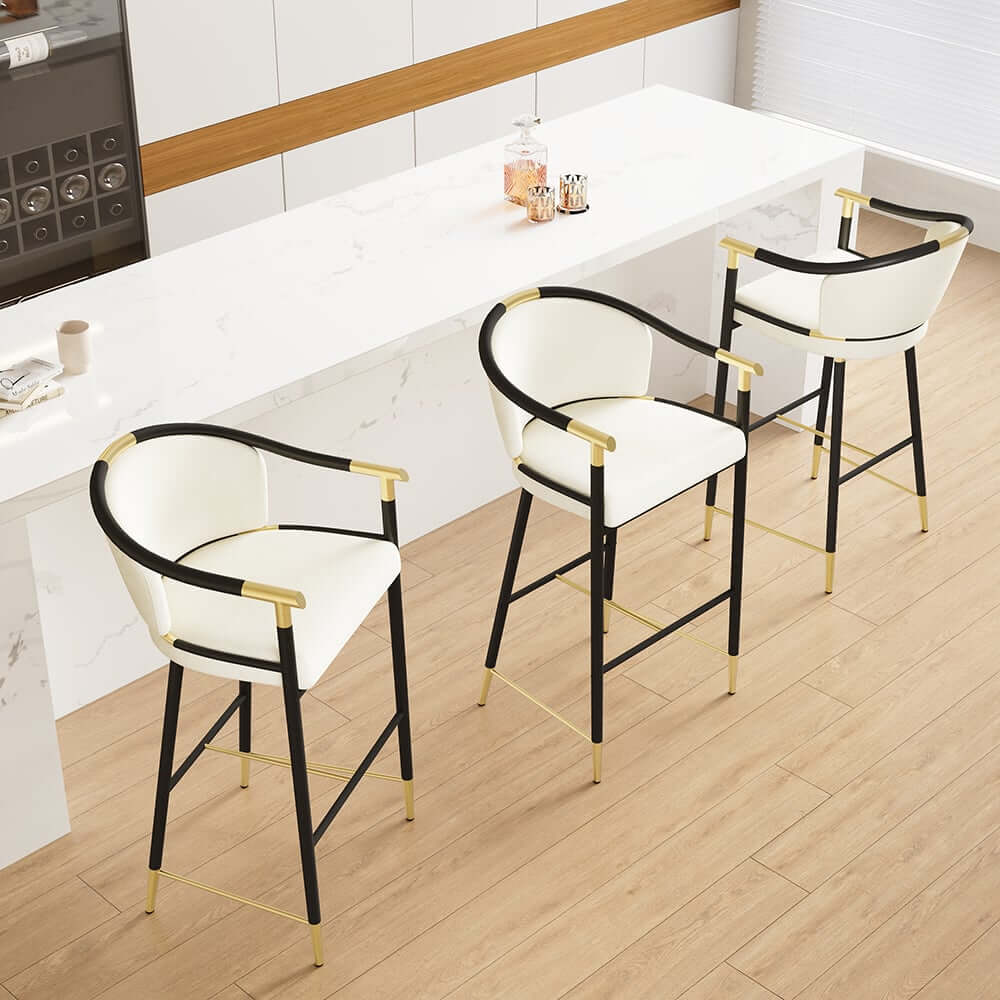 Modern Orange Velvet Bar Stool With Arms