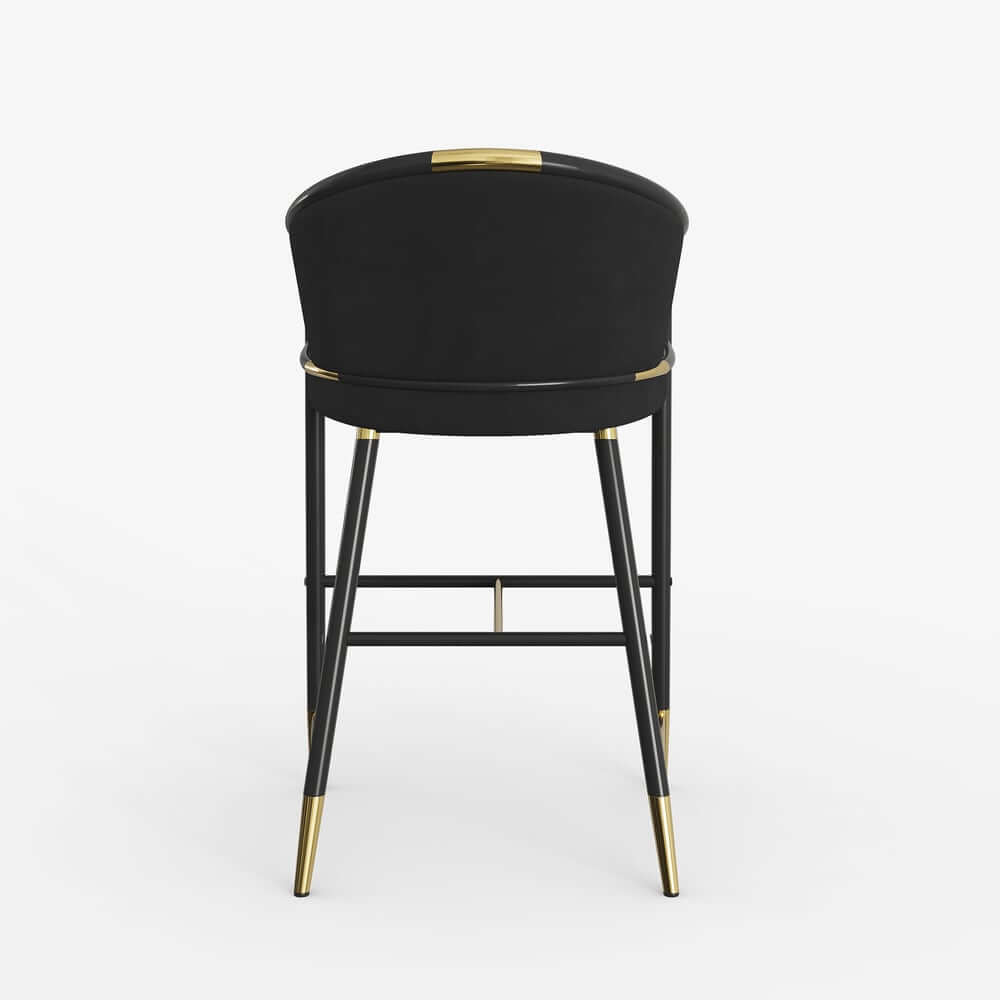 Modern Orange Velvet Bar Stool With Arms