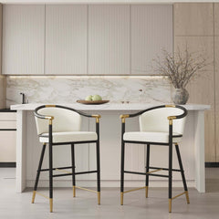 Modern Orange Velvet Bar Stool With Arms