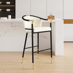 Modern Orange Velvet Bar Stool With Arms