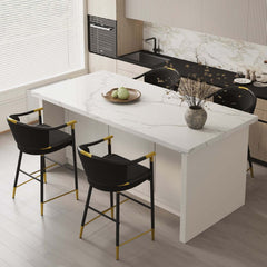 Modern Orange Velvet Bar Stool With Arms