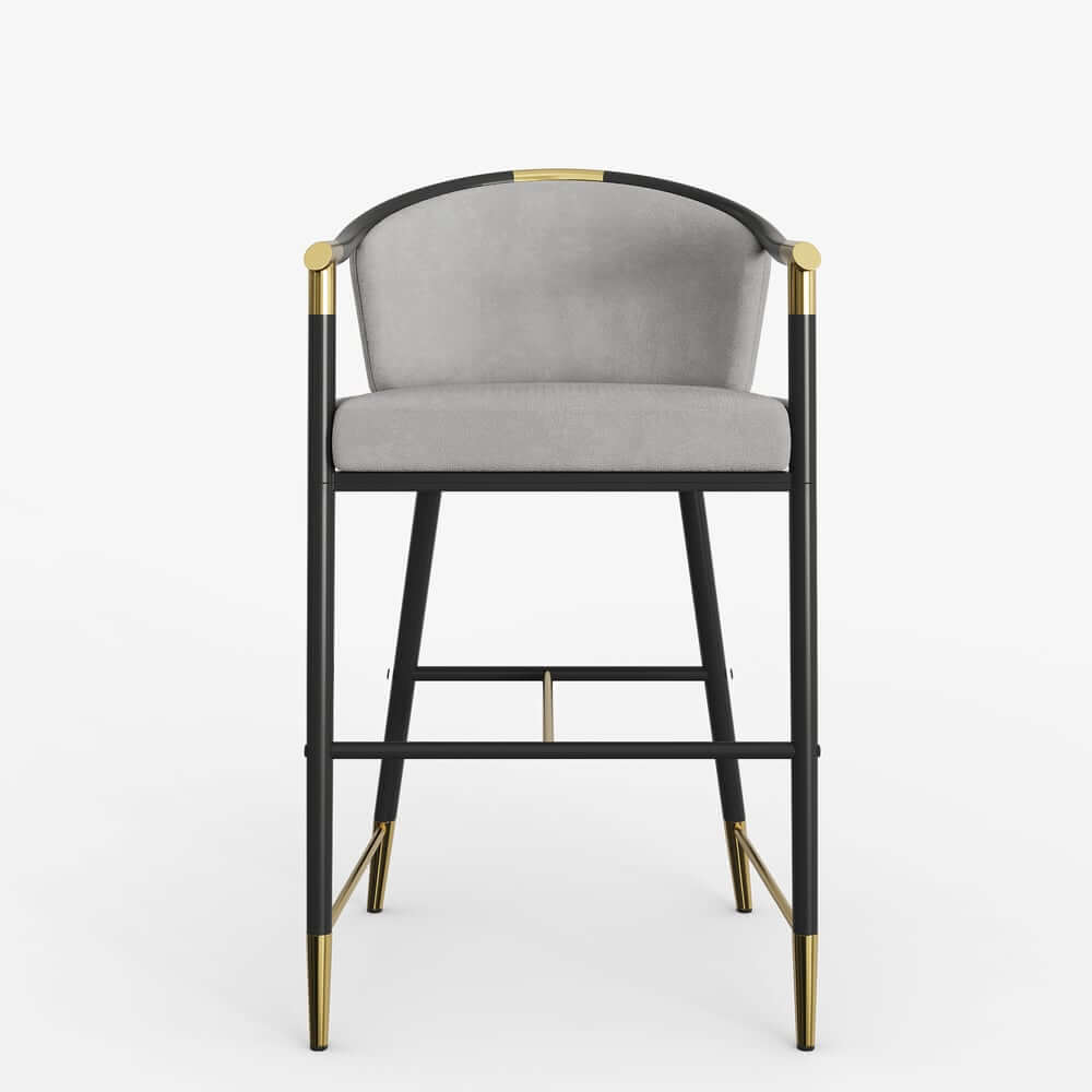 Modern Orange Velvet Bar Stool With Arms
