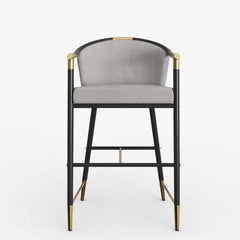 Modern Orange Velvet Bar Stool With Arms