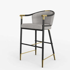 Modern Orange Velvet Bar Stool With Arms