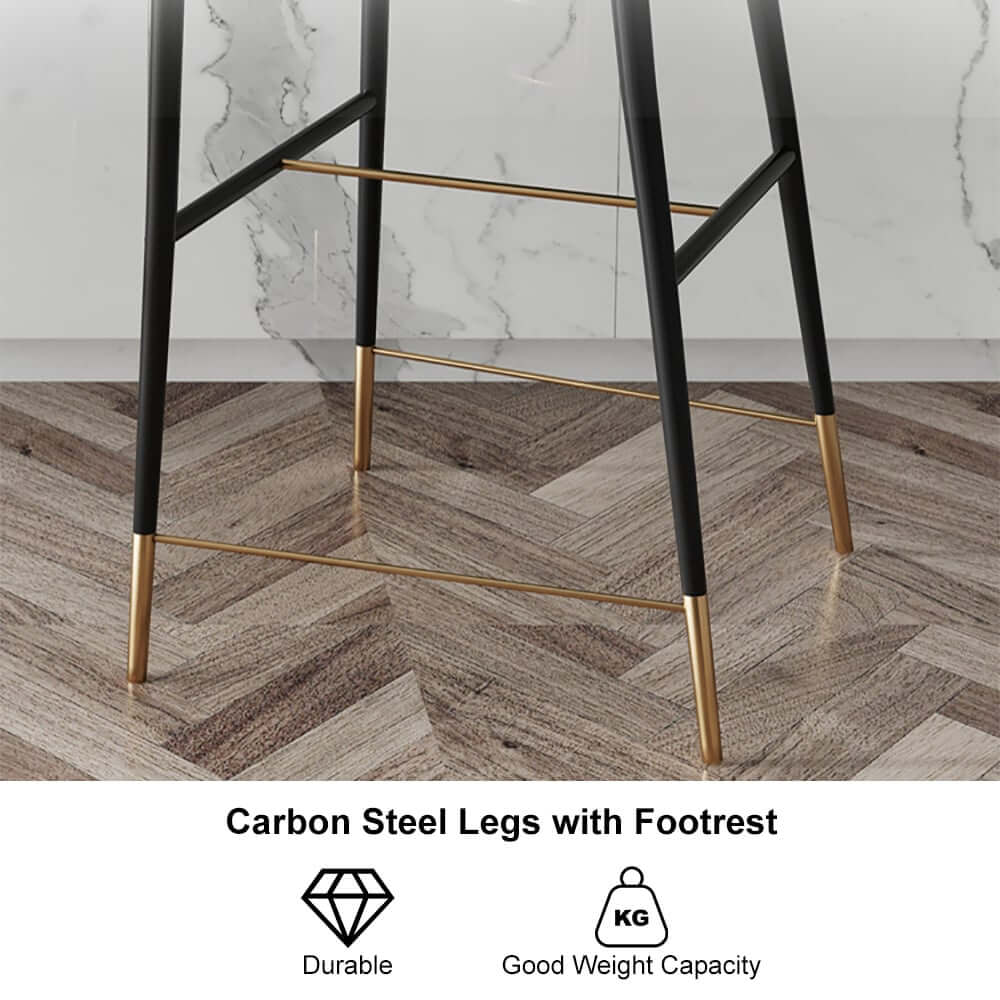 Modern Orange Velvet Bar Stool With Arms