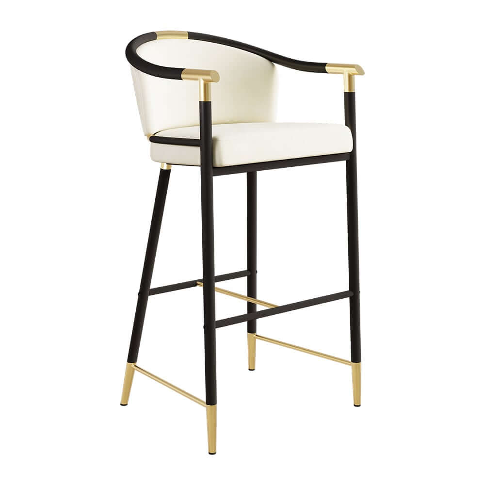 Modern Orange Velvet Bar Stool With Arms