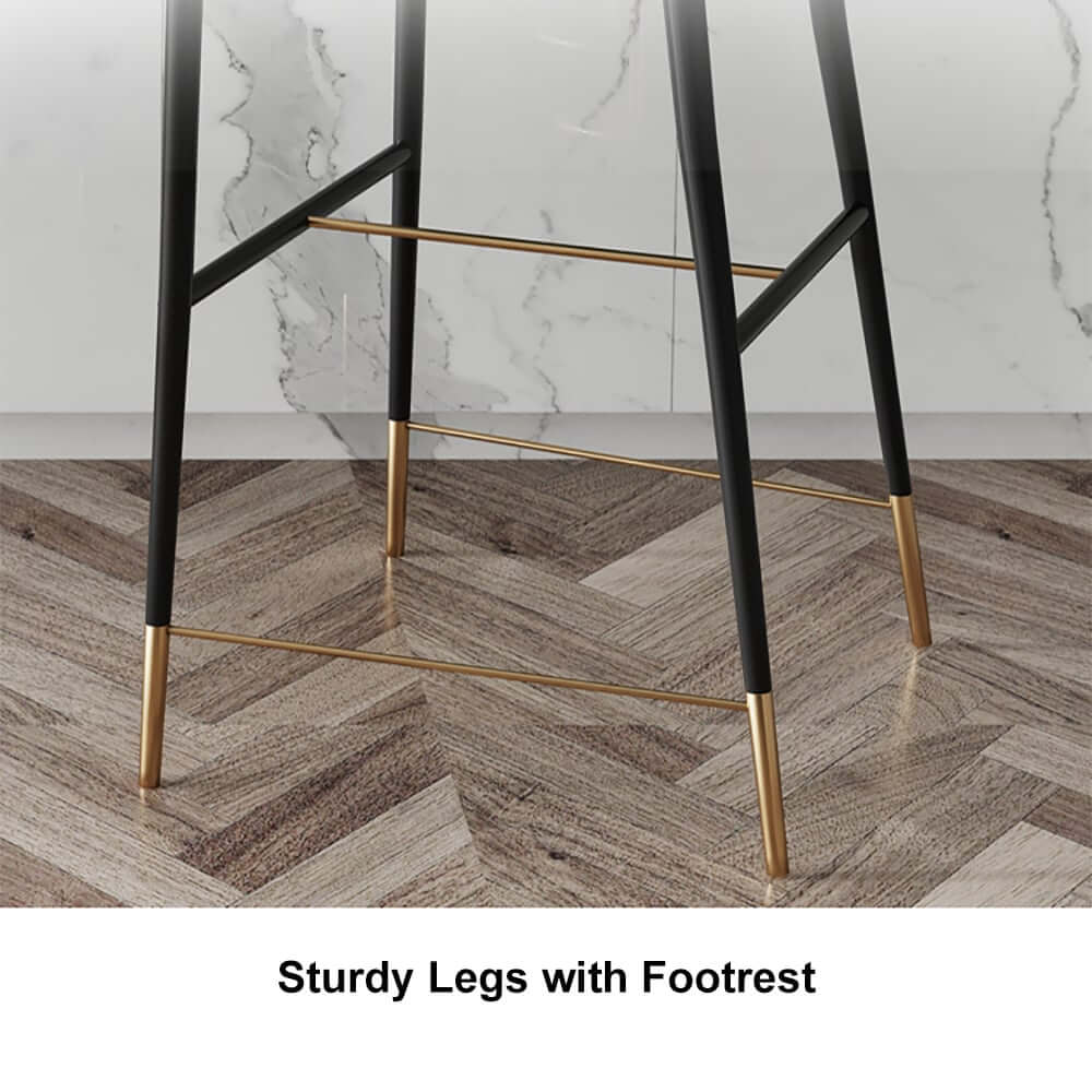 Modern Orange Velvet Bar Stool With Arms