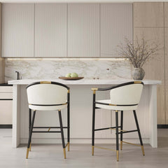 Modern Orange Velvet Bar Stool With Arms