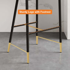 Modern Orange Velvet Bar Stool With Arms