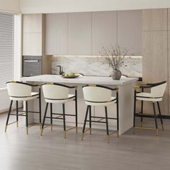Modern Orange Velvet Bar Stool With Arms