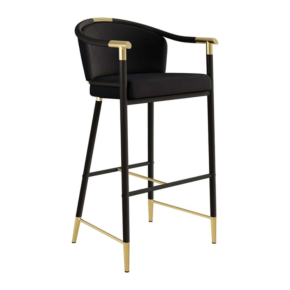 Modern Orange Velvet Bar Stool With Arms
