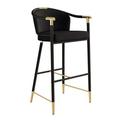 Modern Orange Velvet Bar Stool With Arms