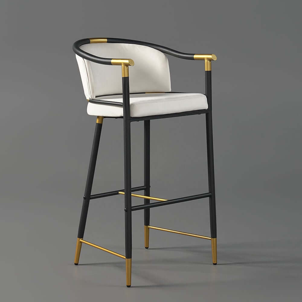Modern Orange Velvet Bar Stool With Arms