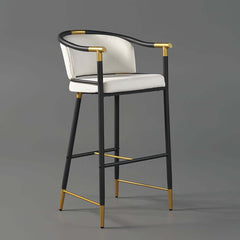Modern Orange Velvet Bar Stool With Arms