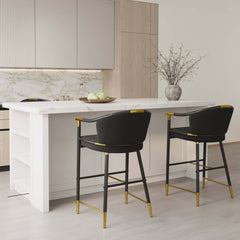 Modern Orange Velvet Bar Stool With Arms