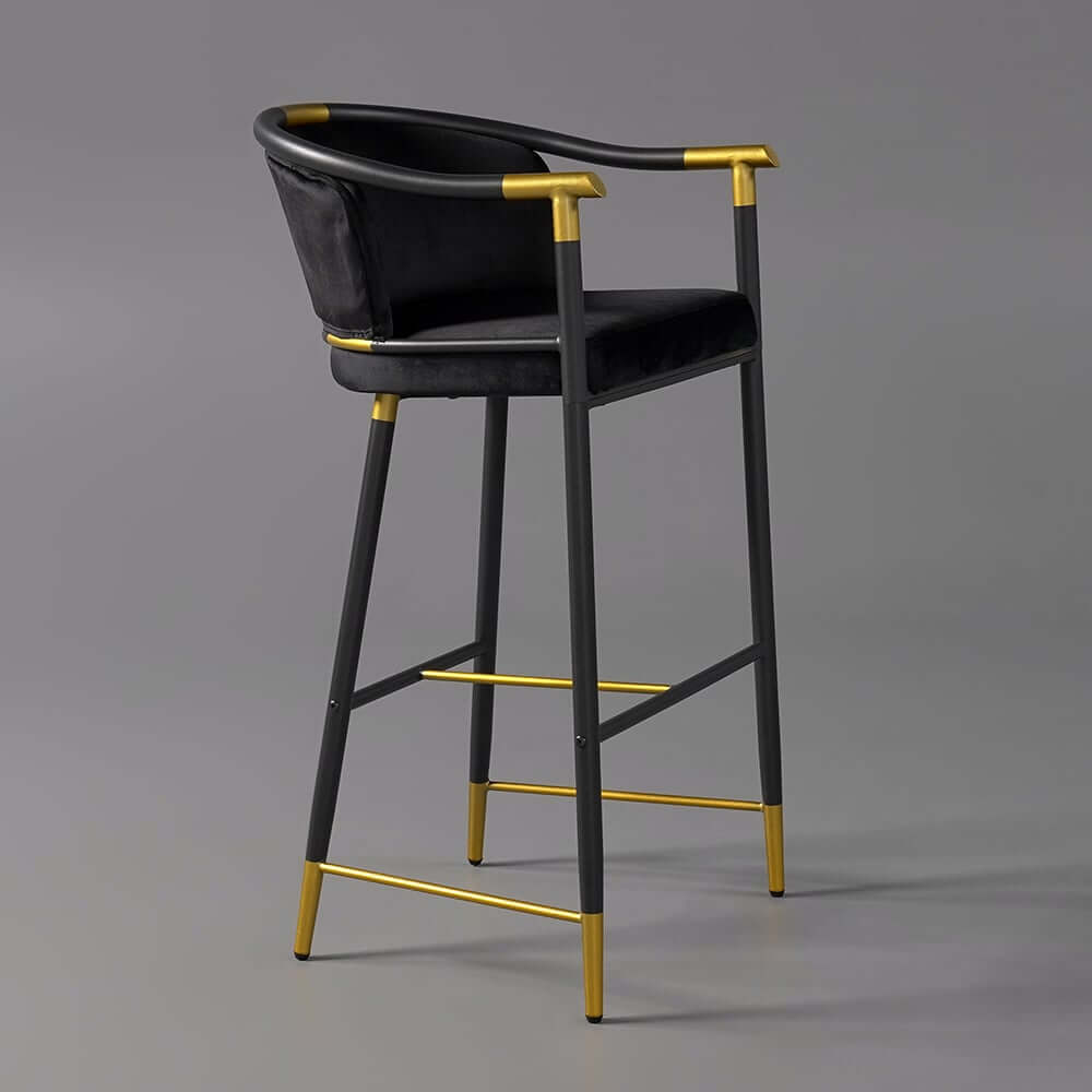 Modern Orange Velvet Bar Stool With Arms