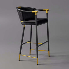 Modern Orange Velvet Bar Stool With Arms