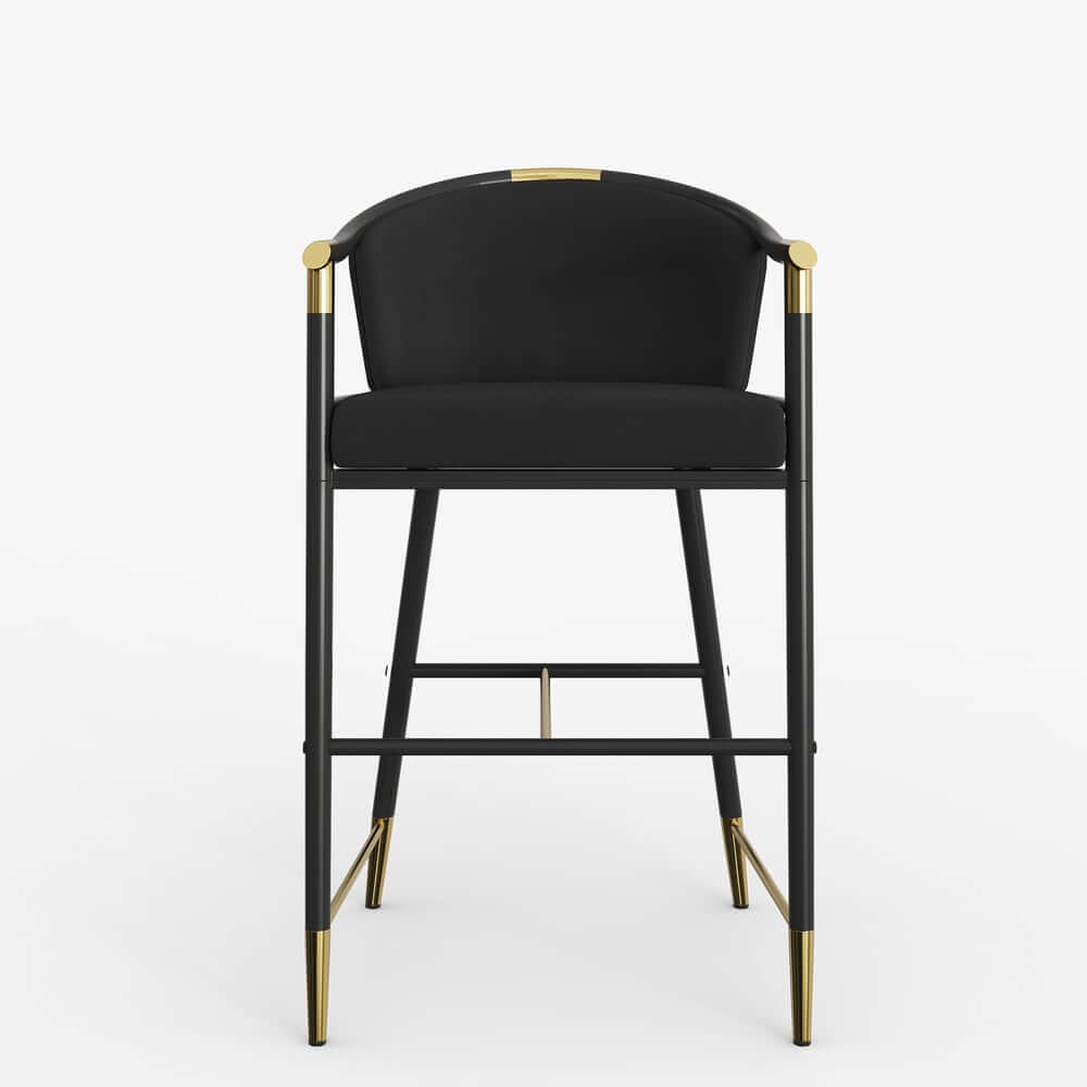 Modern Orange Velvet Bar Stool With Arms