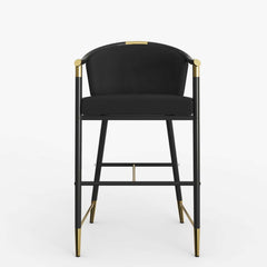 Modern Orange Velvet Bar Stool With Arms