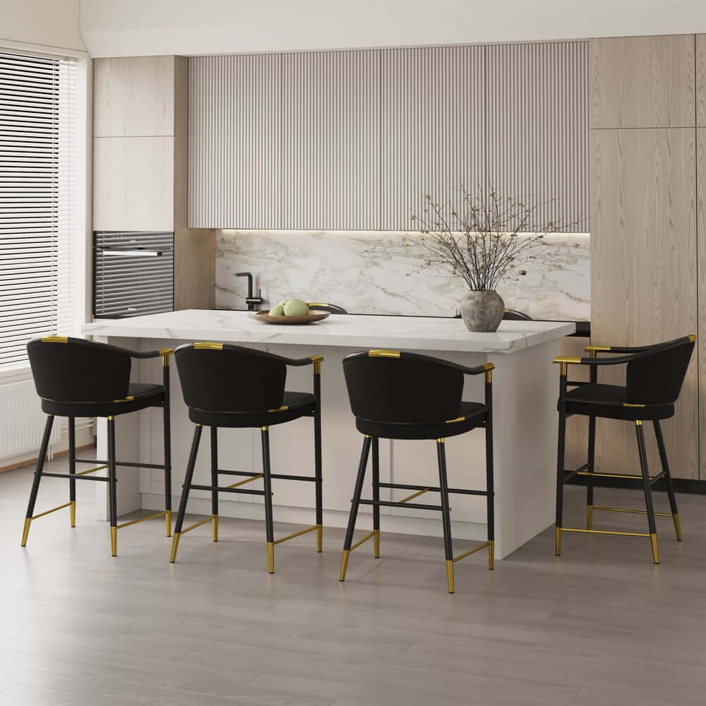 Modern Orange Velvet Bar Stool With Arms