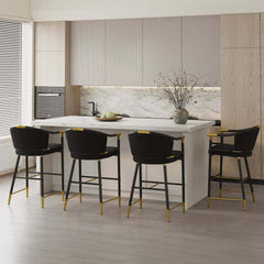 Modern Orange Velvet Bar Stool With Arms