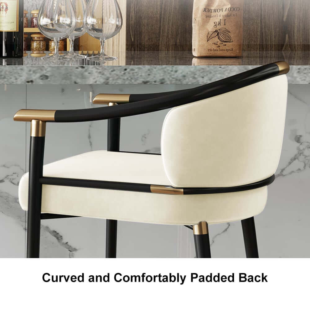 Modern Orange Velvet Bar Stool With Arms