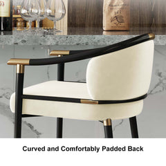Modern Orange Velvet Bar Stool With Arms