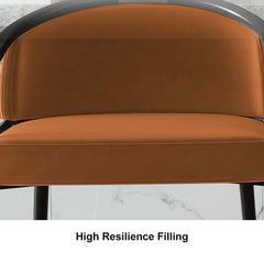 Modern Orange Velvet Bar Stool With Arms
