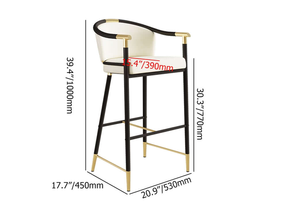 Modern Orange Velvet Bar Stool With Arms Dimensions