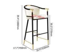 Modern Orange Velvet Bar Stool With Arms Dimensions