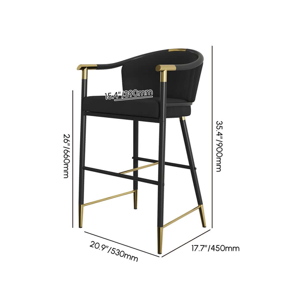 Modern Orange Velvet Bar Stool With Arms Dimensions