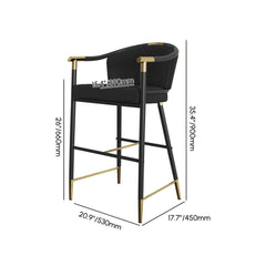 Modern Orange Velvet Bar Stool With Arms Dimensions