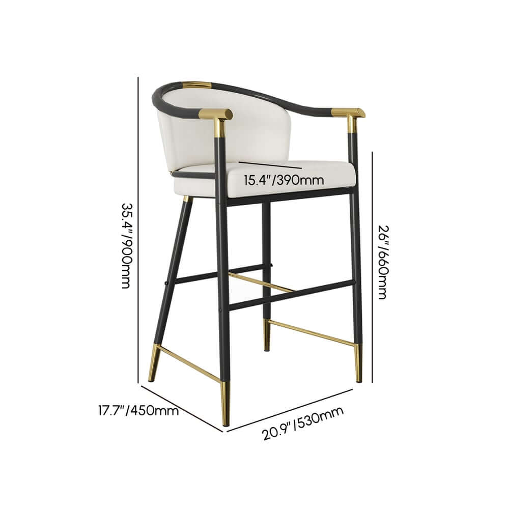 Modern Orange Velvet Bar Stool With Arms Dimensions