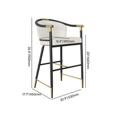 Modern Orange Velvet Bar Stool With Arms Dimensions