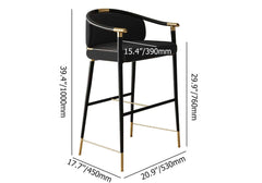 Modern Orange Velvet Bar Stool With Arms Dimensions