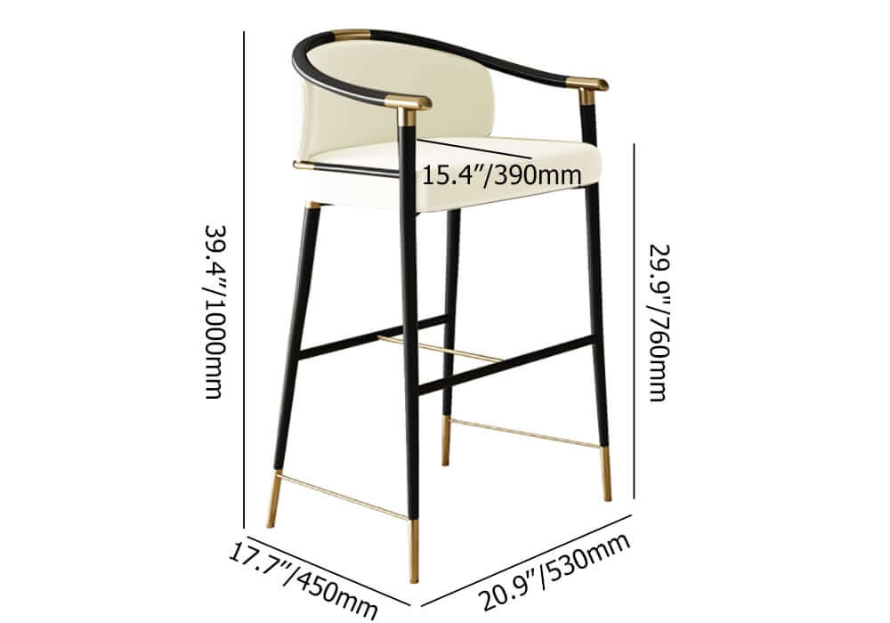 Modern Orange Velvet Bar Stool With Arms Dimensions
