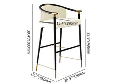 Modern Orange Velvet Bar Stool With Arms Dimensions