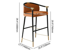 Modern Orange Velvet Bar Stool With Arms Dimensions