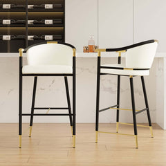 Modern Orange Velvet Bar Stool With Arms Main Product Image