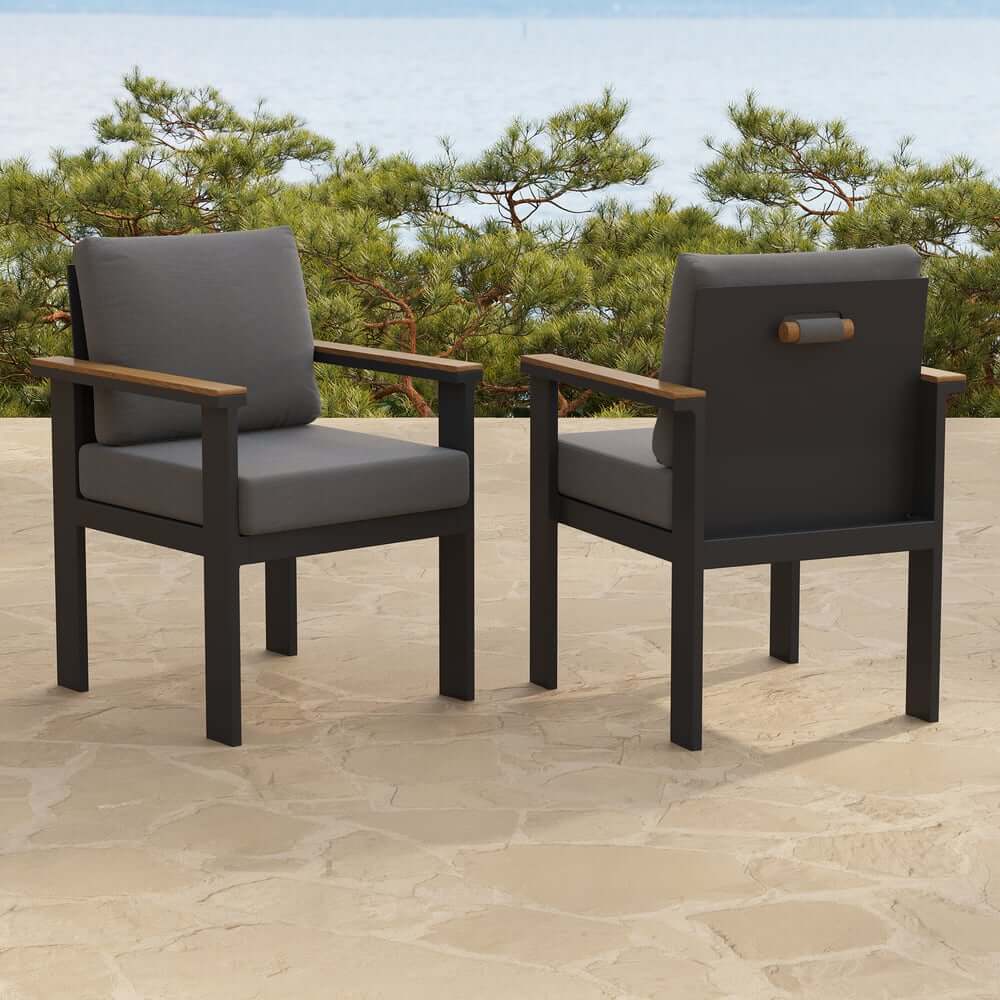Modern Outdoor Dining Chairs Set with Aluminum Frame and Cushions