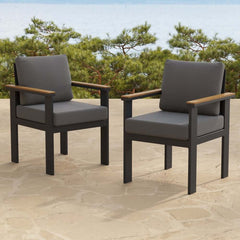 Modern Outdoor Dining Chairs Set with Aluminum Frame and Cushions