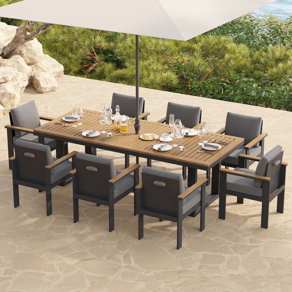 Modern Outdoor Dining Chairs Set with Aluminum Frame and Cushions