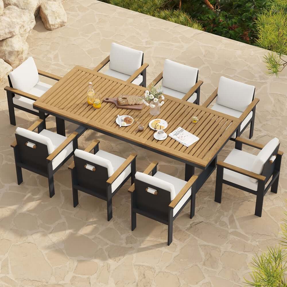 Modern Outdoor Dining Chairs Set with Aluminum Frame and Cushions