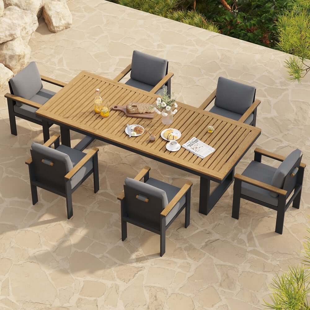 Modern Outdoor Dining Chairs Set with Aluminum Frame and Cushions