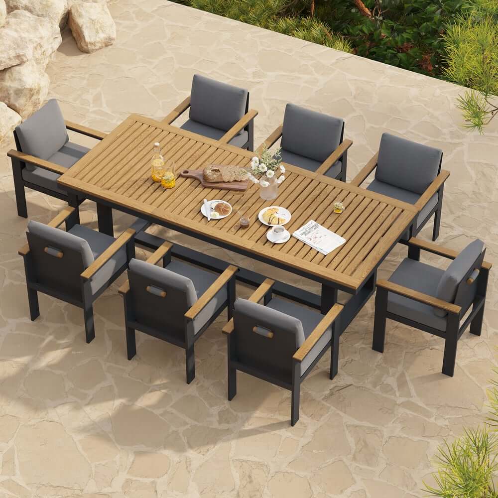 Modern Outdoor Dining Chairs Set with Aluminum Frame and Cushions