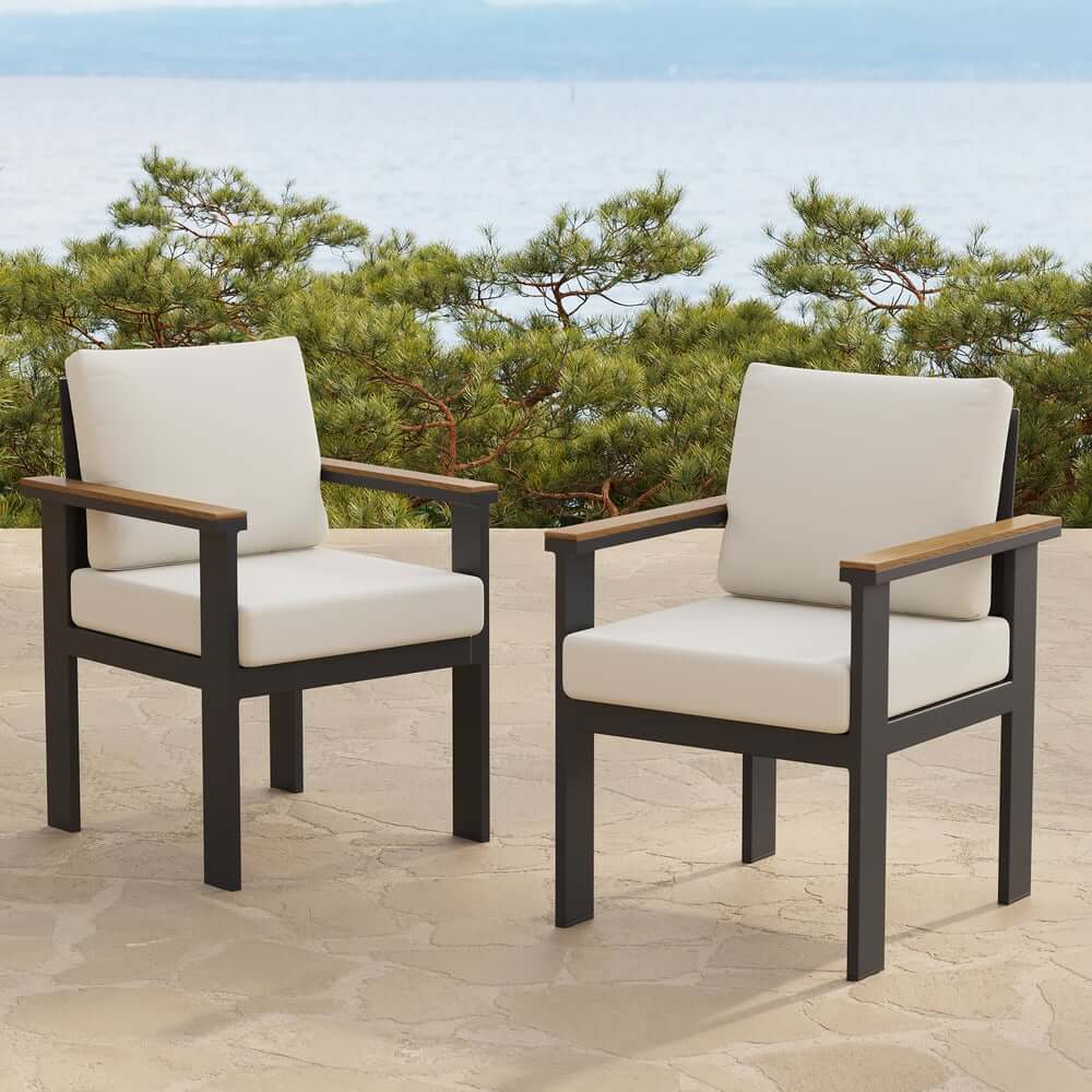 Modern Outdoor Dining Chairs Set with Aluminum Frame and Cushions