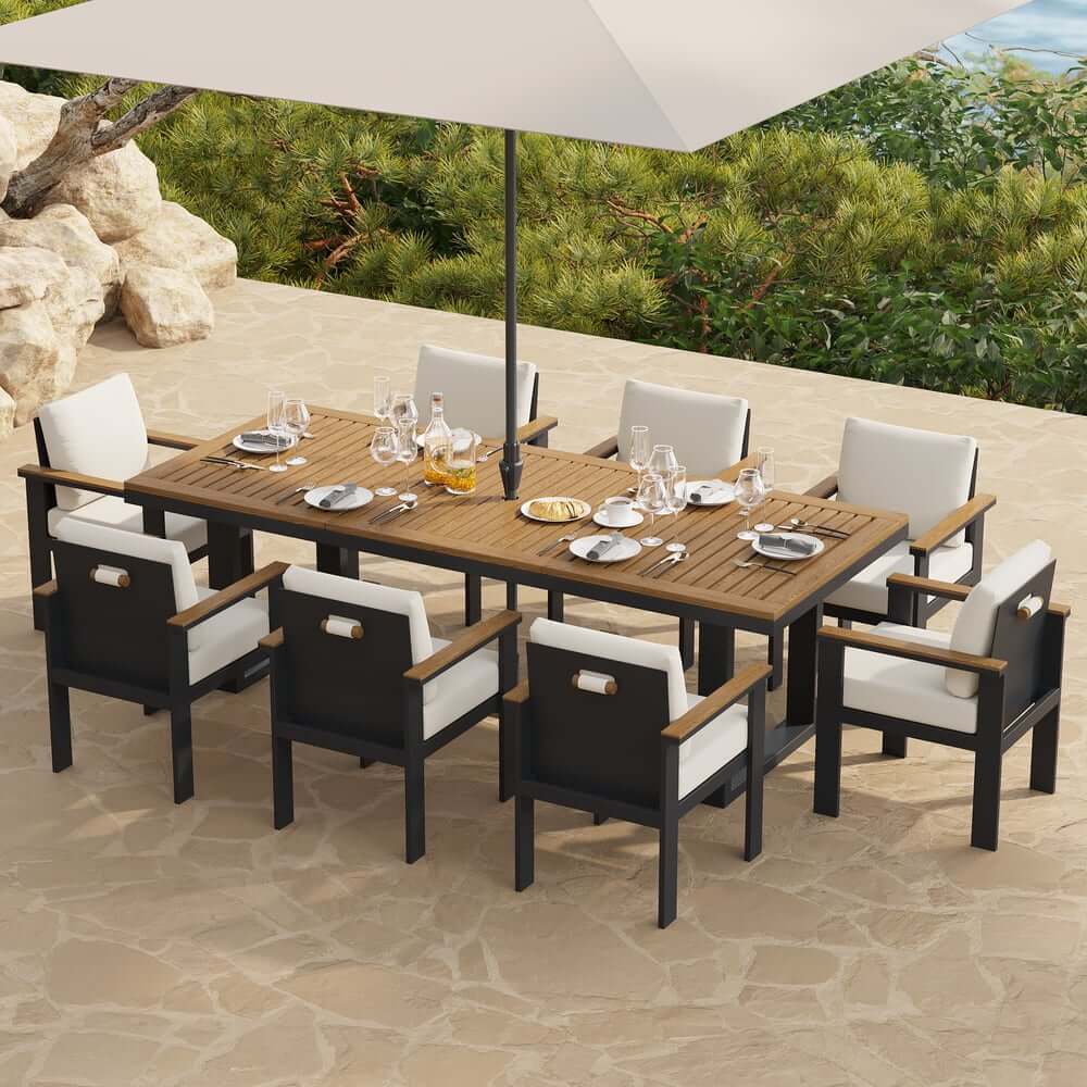 Modern Outdoor Dining Chairs Set with Aluminum Frame and Cushions