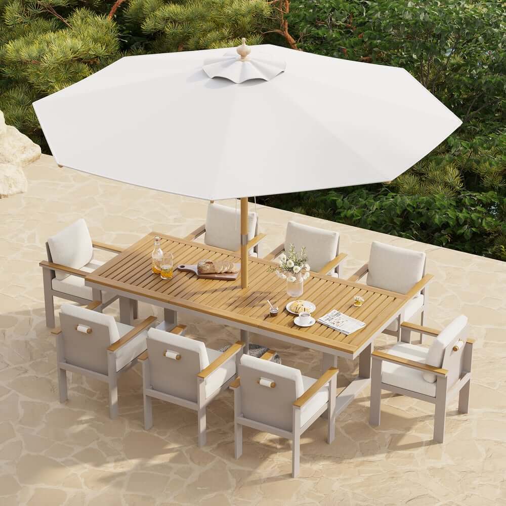 Modern Outdoor Dining Chairs Set with Aluminum Frame and Cushions