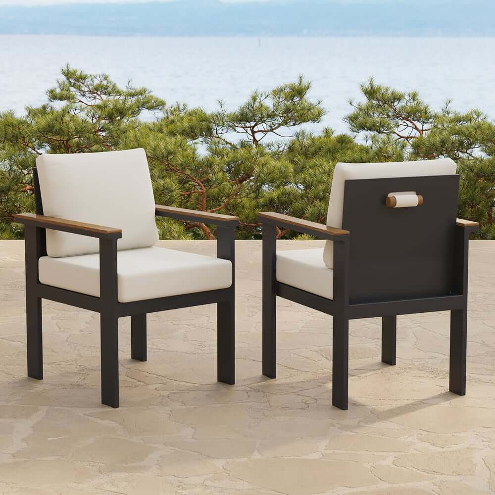 Modern Outdoor Dining Chairs Set with Aluminum Frame and Cushions Main Product Image